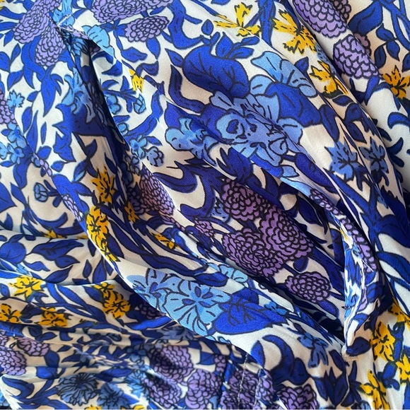 NWT J. Crew Blue & Yellow V-Neck Fête Floral Print Midi Dress, S - Picture 9 of 14